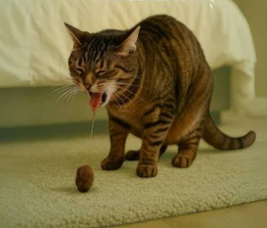 gato regurgitando bola de pelo